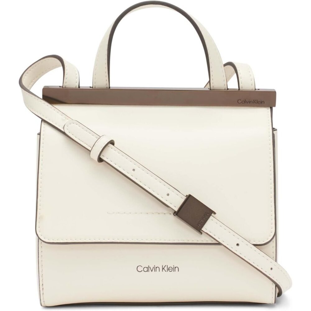 Coral Flap Mini Bag Vegan Leather Crossbody White Compact Organizer